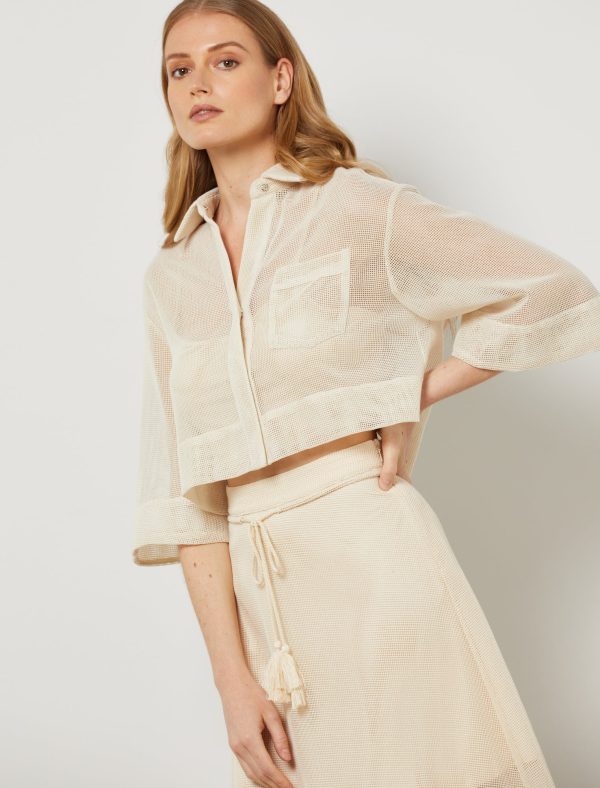 Bcbg Loretta Long Sleeve Loose Crop Button Down Shirt - Image 3