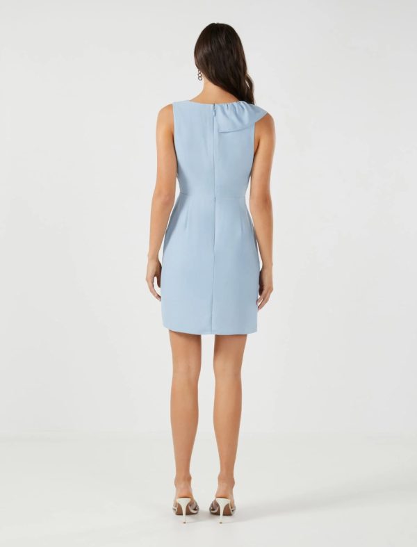 BCBG LOUISE RUFFLE MINI DRESS - DUSTY BLUE - Image 3