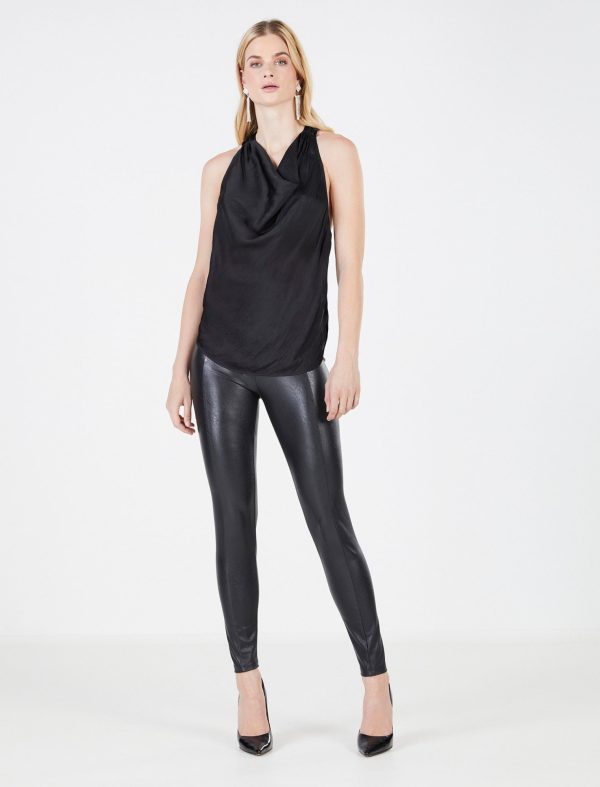 BCBG LOURDES TWIST BACK TOP - BLACK BEAUTY