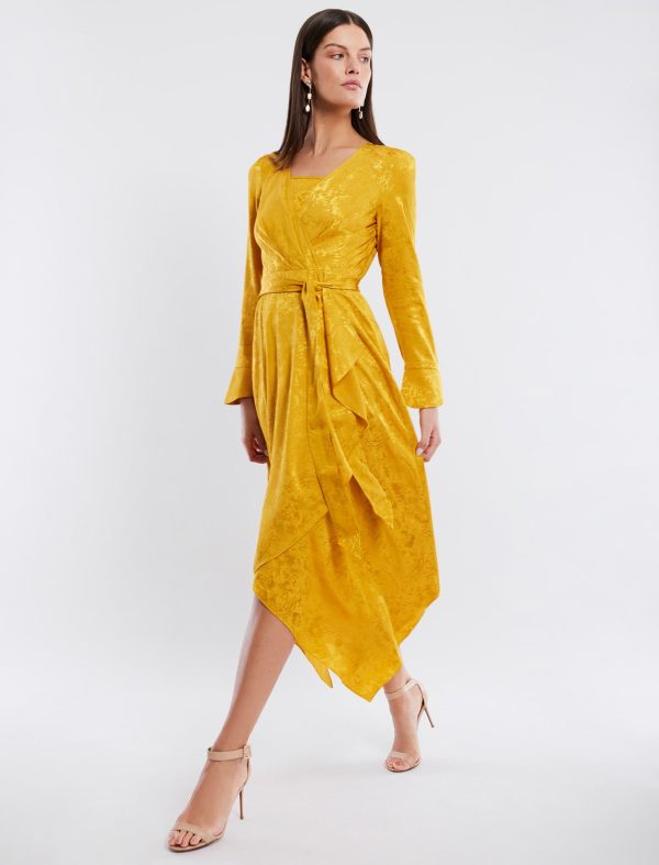 BCBG ARIANNE FAUX WRAP DRESS - GOLDEN GLOW - Image 2