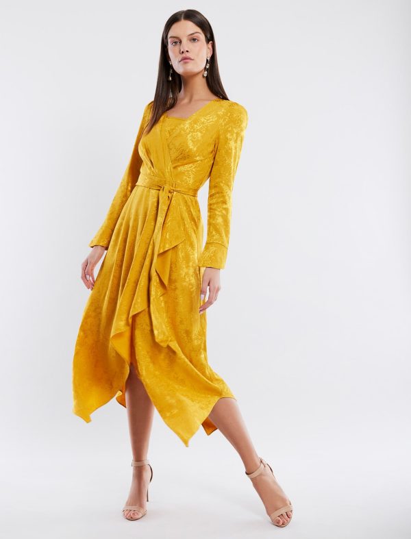 BCBG ARIANNE FAUX WRAP DRESS - GOLDEN GLOW - Image 3