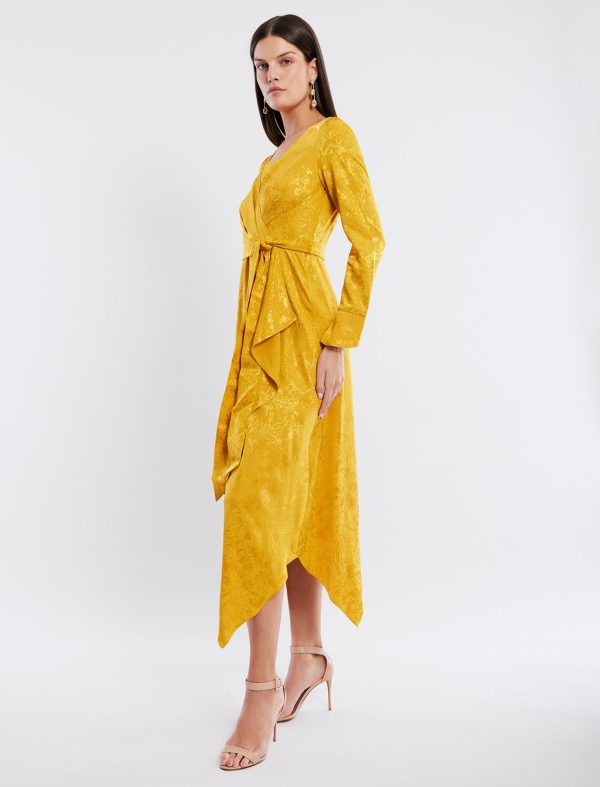 BCBG ARIANNE FAUX WRAP DRESS - GOLDEN GLOW - Image 4