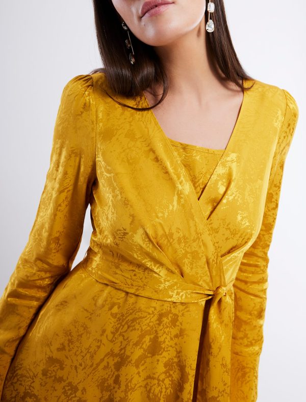 BCBG ARIANNE FAUX WRAP DRESS - GOLDEN GLOW - Image 6