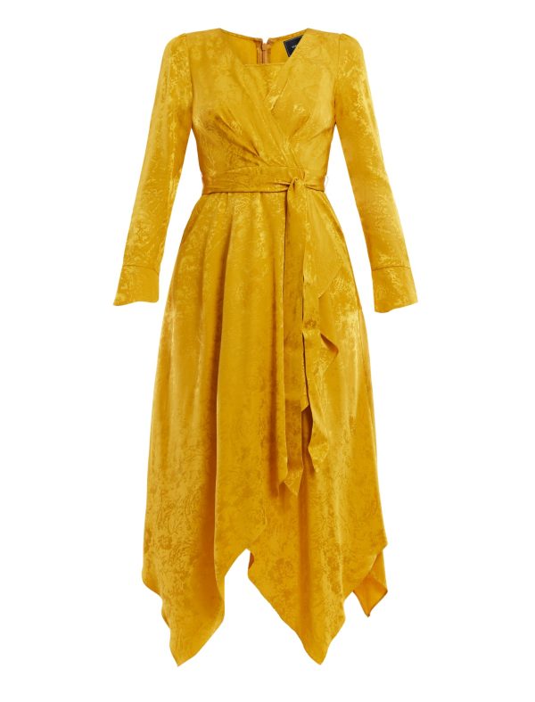 BCBG ARIANNE FAUX WRAP DRESS - GOLDEN GLOW - Image 7