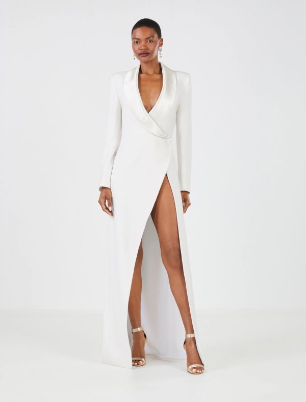 BCBG LUCIANO TUXEDO GOWN - GARDENIA