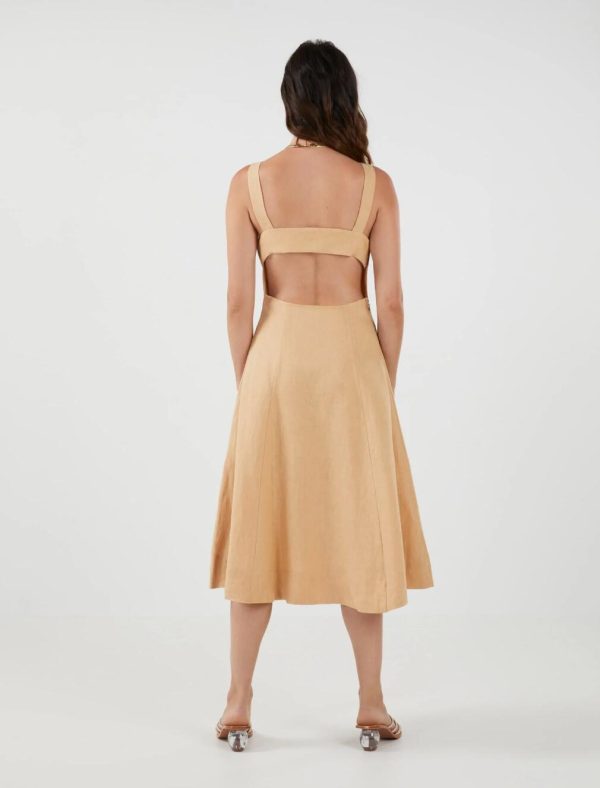 BCBG ARLYNNE OPEN BACK MIDI DRESS - NATURAL - Image 4