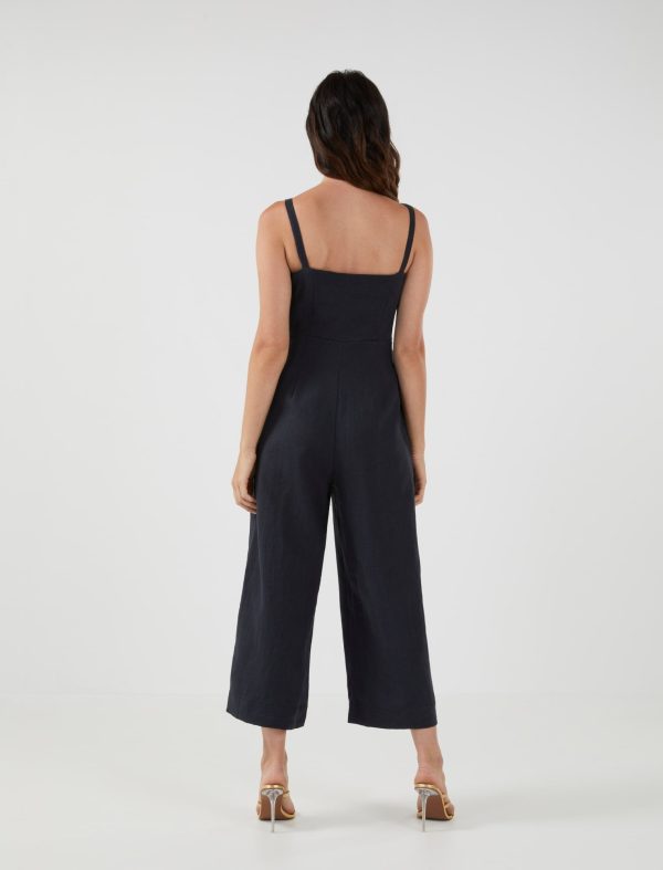 BCBG MADELINE SLEEVELESS LINEN JUMPSUIT - Image 3