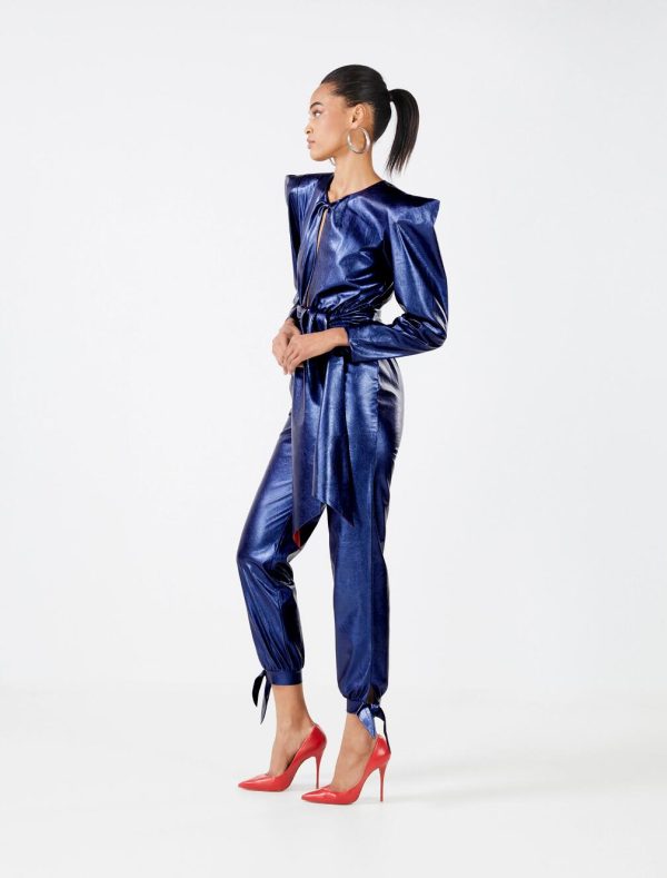 BCBG MARCA FAUX LEATHER JUMPSUIT - SPECTRUM BLUE - Image 2