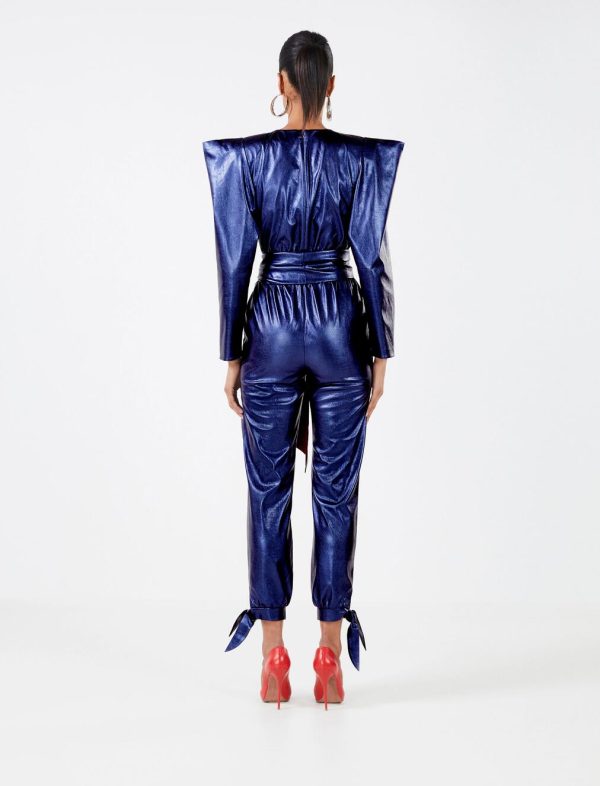 BCBG MARCA FAUX LEATHER JUMPSUIT - SPECTRUM BLUE - Image 3