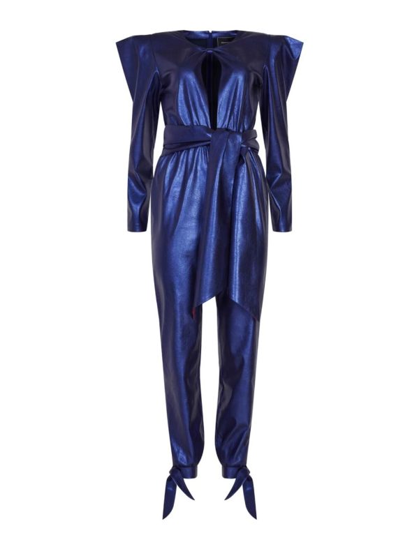 BCBG MARCA FAUX LEATHER JUMPSUIT - SPECTRUM BLUE - Image 5