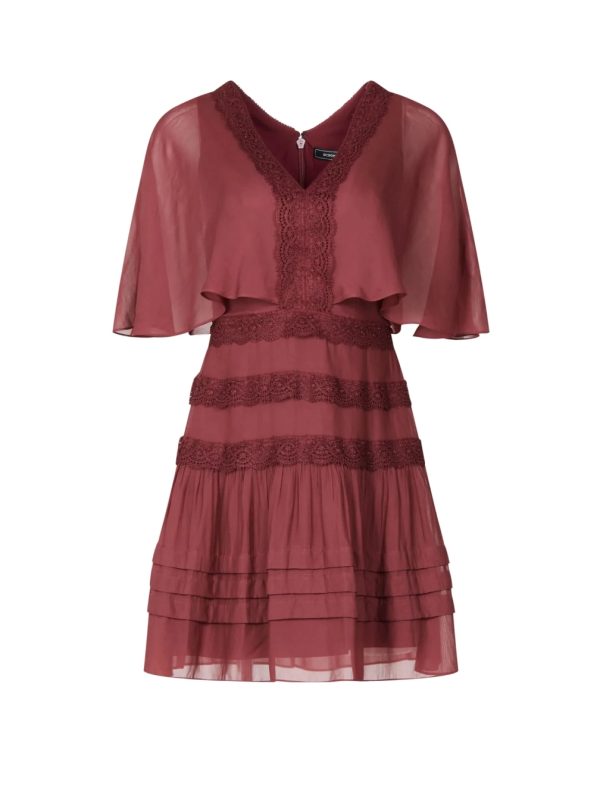 BCBG MARJORIE RUFFLED MINI DRESS - CABERNET - Image 4