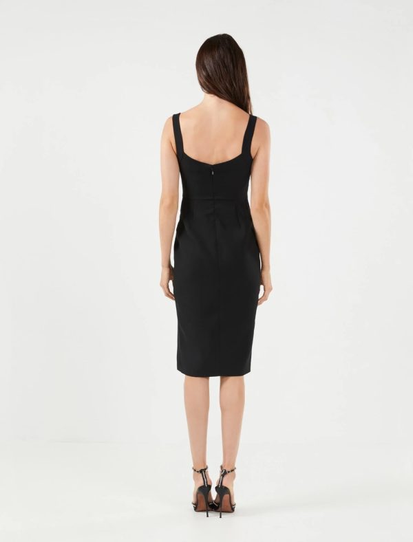 BCBG MARTA SPLIT-NECK MIDI DRESS - BLACK BEAUTY - Image 3