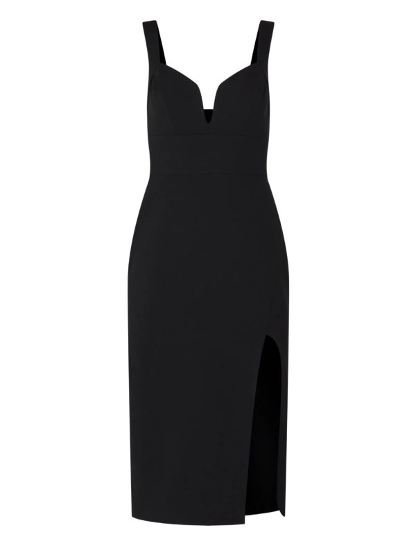 BCBG MARTA SPLIT-NECK MIDI DRESS - BLACK BEAUTY - Image 4