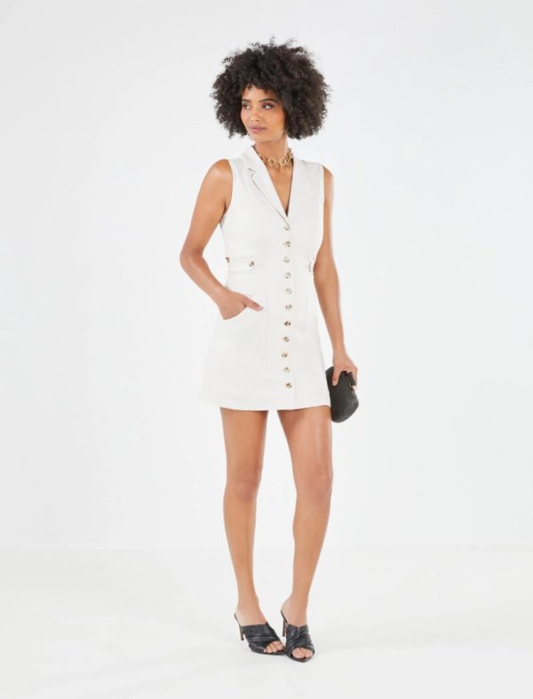 BCBG MAVERICK BUTTON-FRONT MINI DRESS - GARDENIA - Image 2