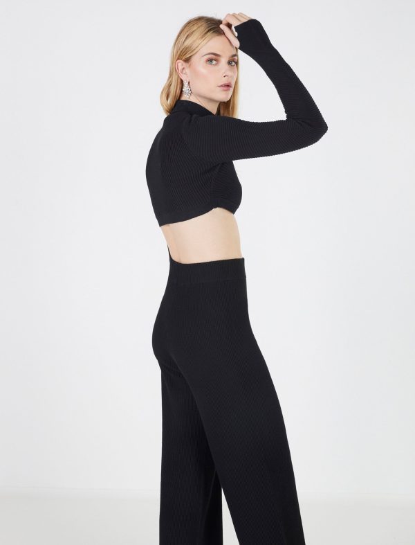 BCBG MEELA LONG SLEEVE CROP TOP - BLACK BEAUTY - Image 4