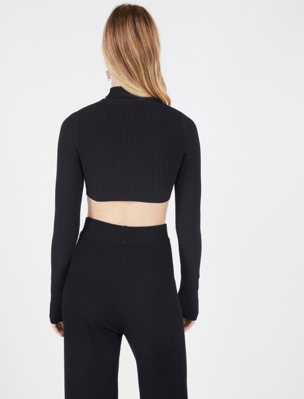 BCBG MEELA LONG SLEEVE CROP TOP - BLACK BEAUTY - Image 5