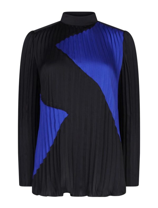 BCBG MELISSA PLEATED BLOUSE - BLACK BEAUTY SPECTRUM BLUE - Image 5