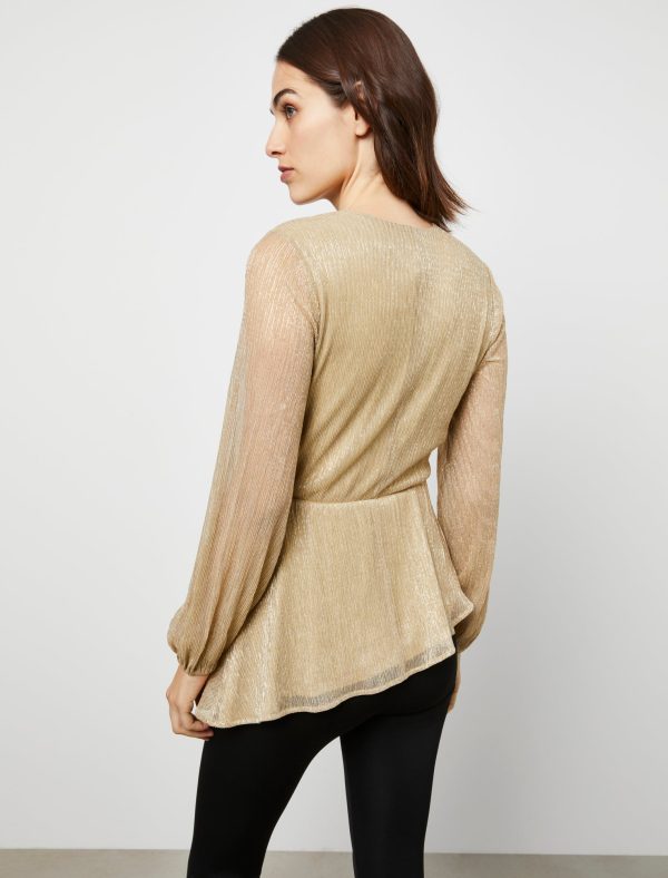 Bcbg Metallic Long Sleeve Peplum Top - Image 5