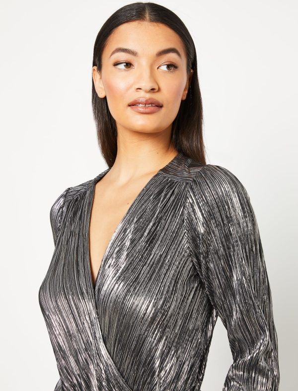 Bcbg Metallic Surplice Bodysuit - Image 3