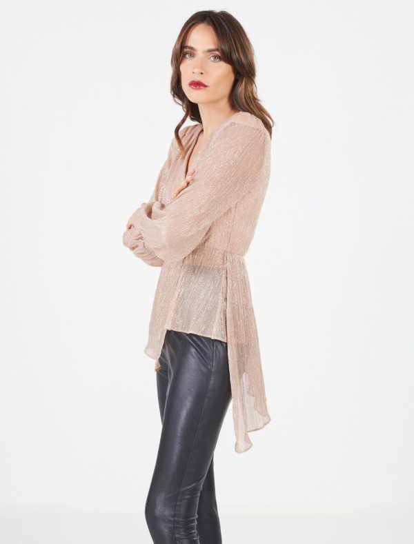 BCBG METALLIC SURPLICE DRAPE TOP - Image 2