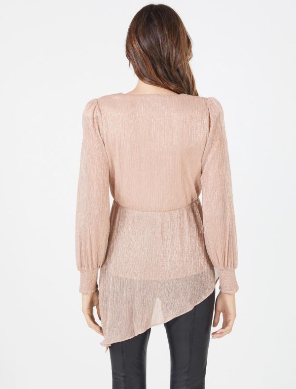 BCBG METALLIC SURPLICE DRAPE TOP - Image 4