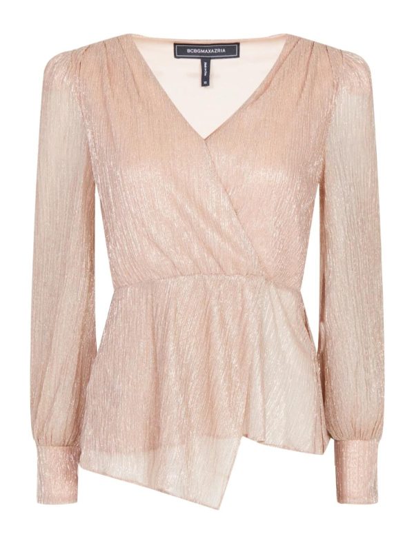 BCBG METALLIC SURPLICE DRAPE TOP - Image 5