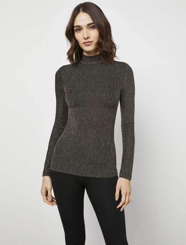 Bcbg Metallic Turtleneck Top