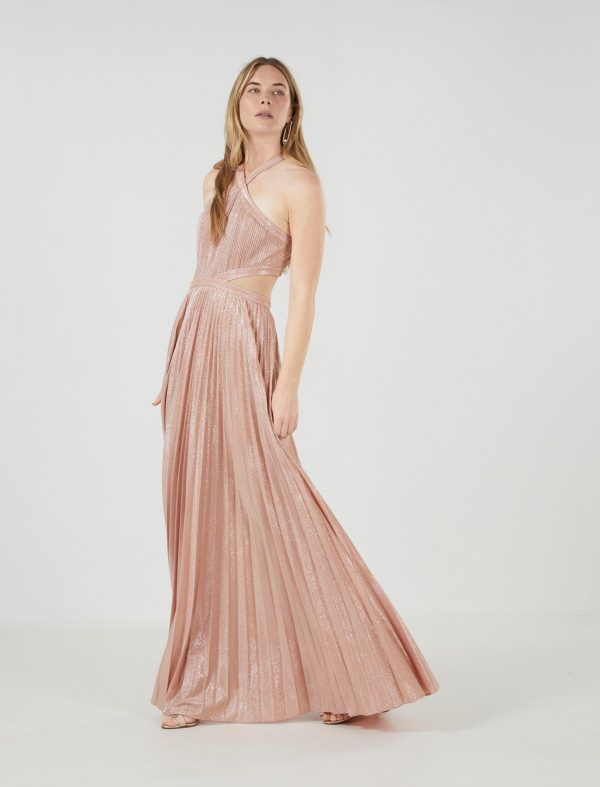 BCBG MIGNON HALTER NECK EVENING GOWN - BARE PINK - Image 2