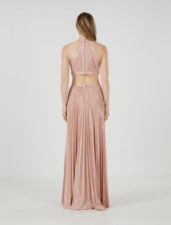 BCBG MIGNON HALTER NECK EVENING GOWN - BARE PINK - Image 4